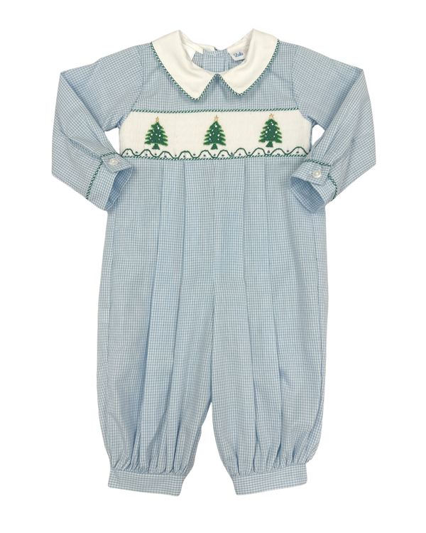 Christmas Tree Smocked Collared Romper