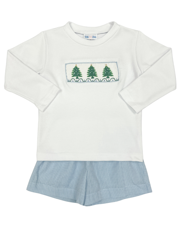 Christmas Tree Smocked Short Set