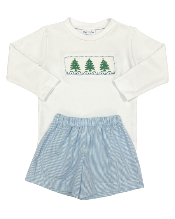 Christmas Tree Smocked Short Set