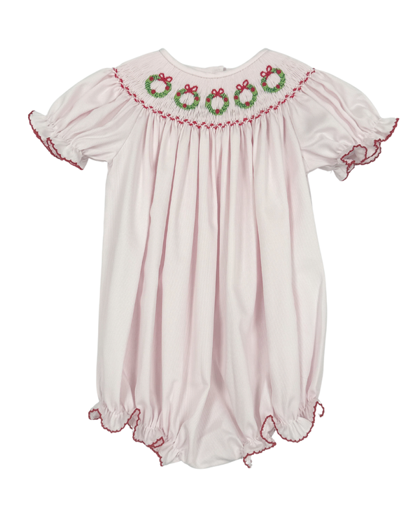 Holiday Wreath Smocked Bubble