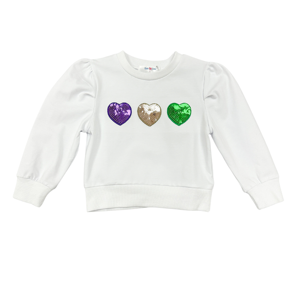 Mardi Gras Sequin Hearts LS Shirt