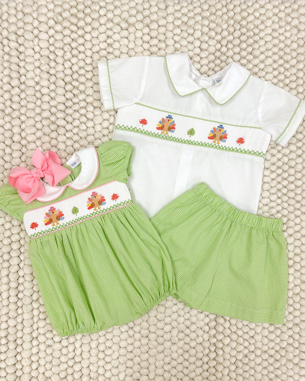 Turkey Smocked Short Set
