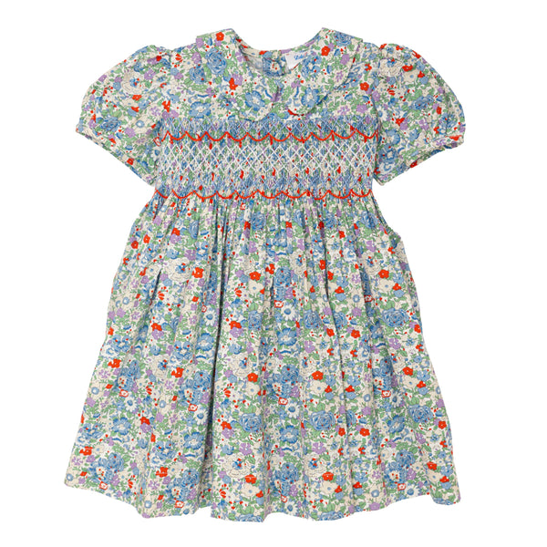 Blue Floral Smocked Gianna Dress