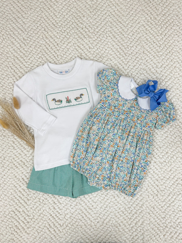 Gracie Floral Smocked Waist Bubble