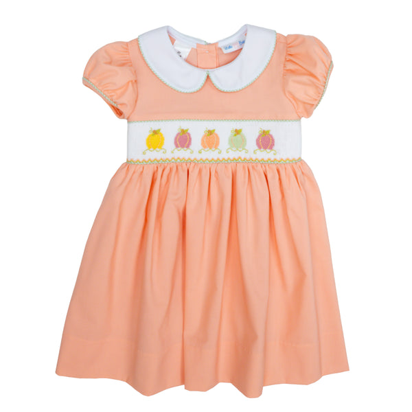 Pumpkin Smocked Rose Dress