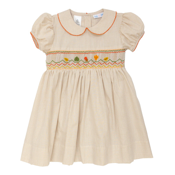 Autumn Leaves Smocked Rose Dress