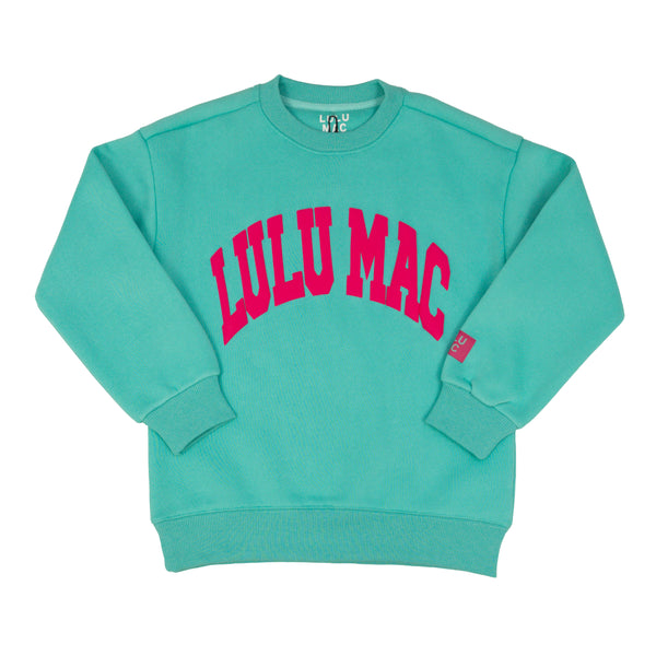 Lulu Mac Sweatshirt- Mint/Hot Pink Puff