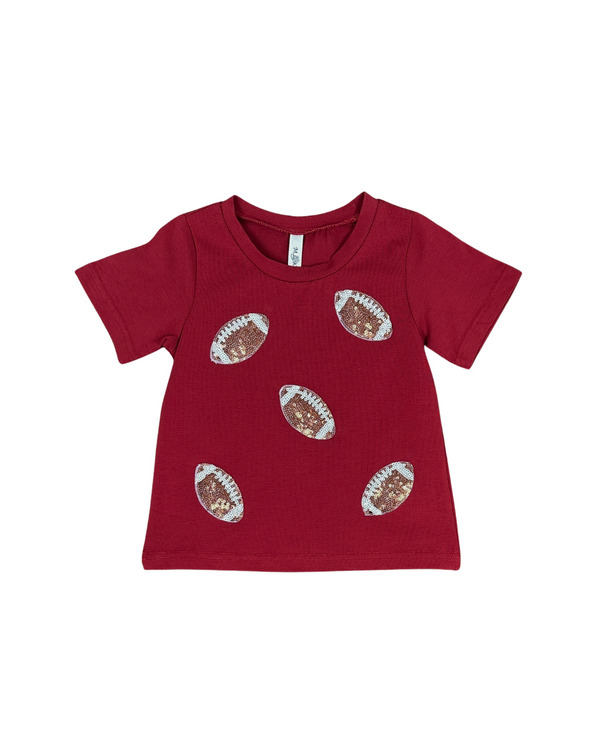 Football Sequin Shirt- Burgundy