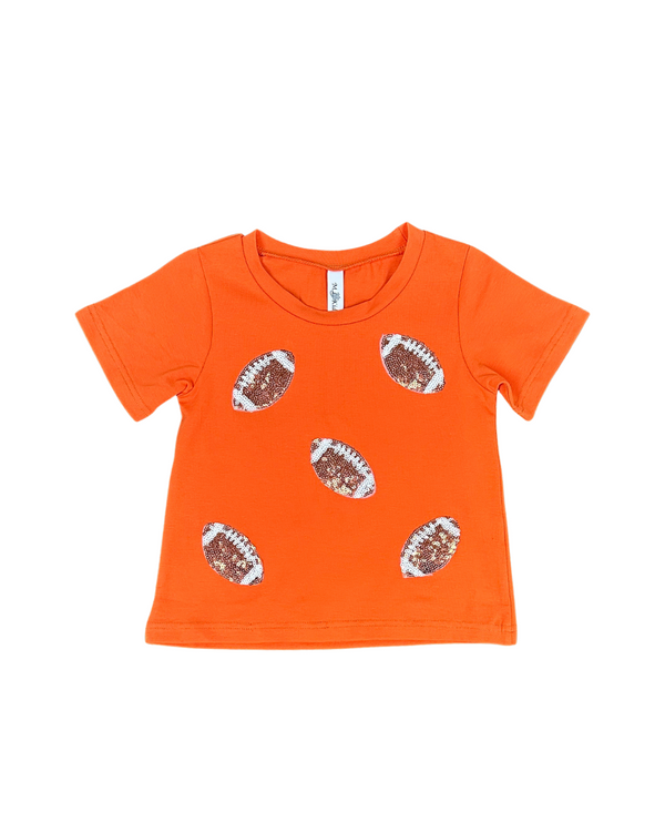 Football Sequin Shirt- Orange