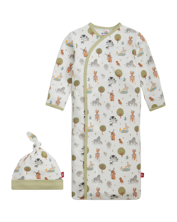Funny Farm Organic Cotton Gown & Hat