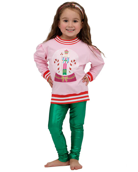 Glitter Nutcracker Holly Sweatshirt- Light Pink