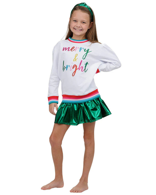 Slick Metallic Gathered Skort- Green