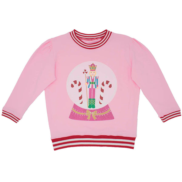 Glitter Nutcracker Holly Sweatshirt- Light Pink