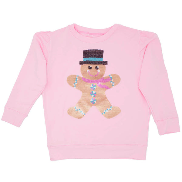 Sequin Gingerbread- Pink Holly Sweatshirt