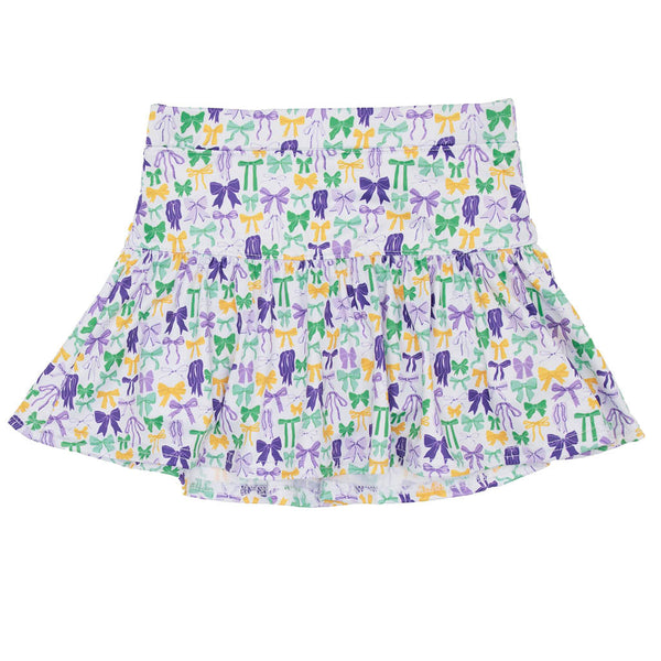 Mardi Gras Bows Gathered Skort