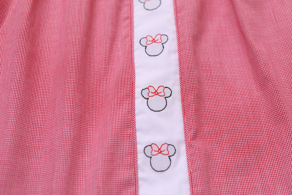 Mouse Pleated Dress- Red Micro Check