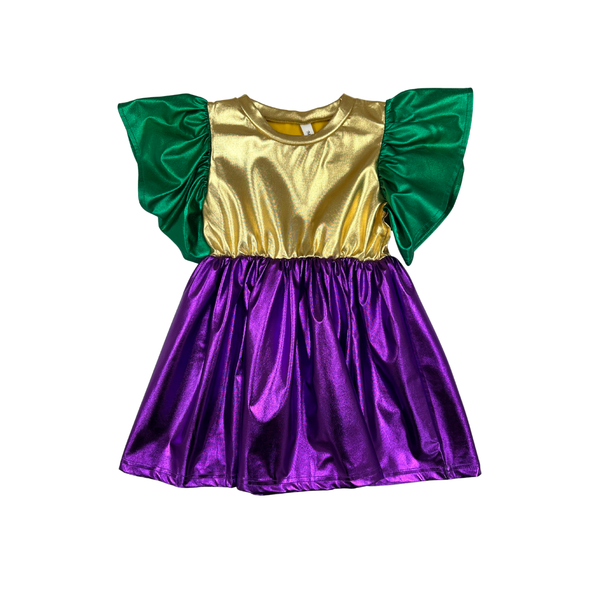 Mardi Gras Metallic Block Dress