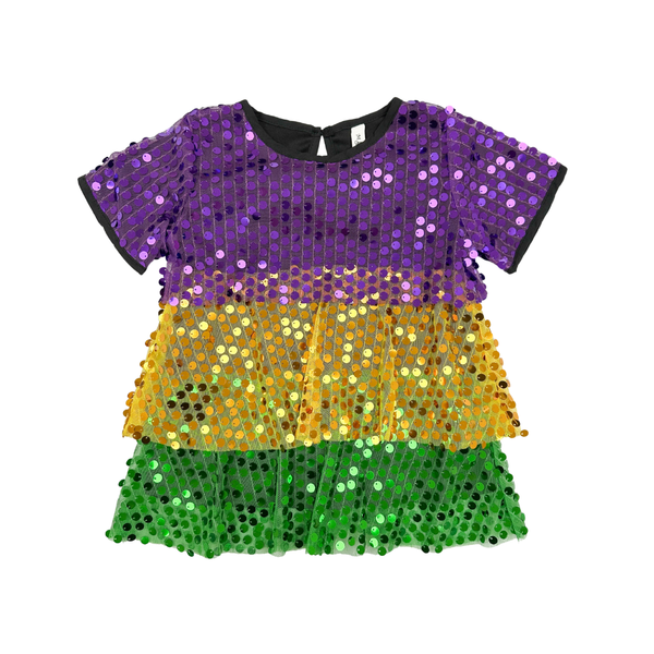 Mardi Gras Tiered Sequin Top