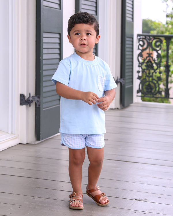 Madden Short Set- Light Blue Gingham