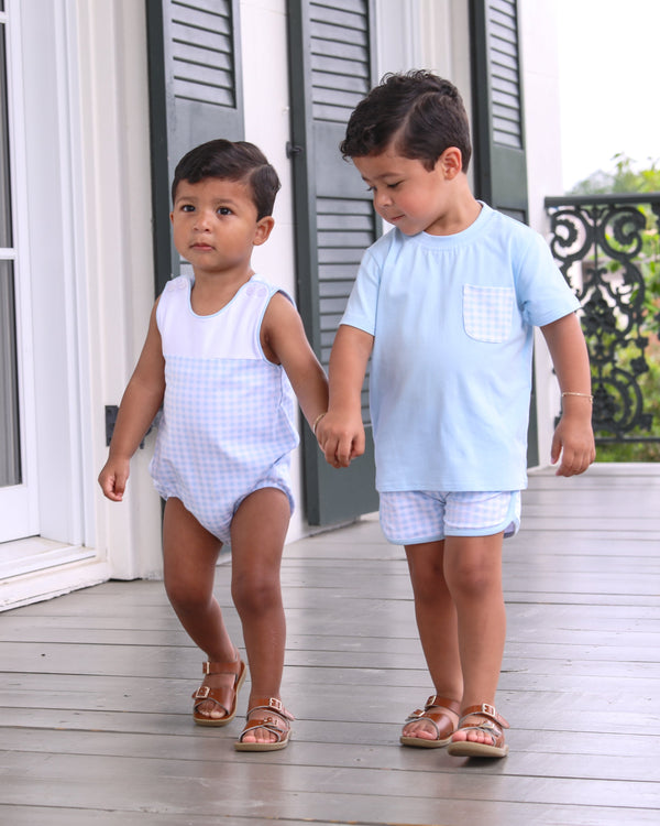 Madden Short Set- Light Blue Gingham