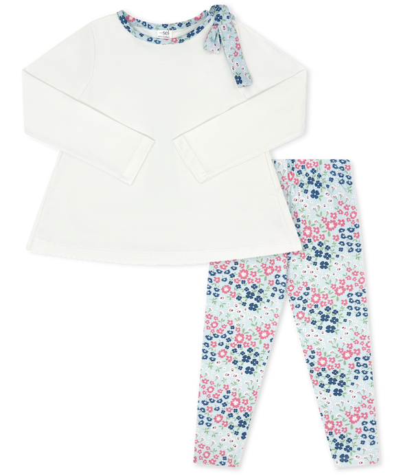 Madeline Legging Set- Baton Rouge Blooms, Pure Coconut