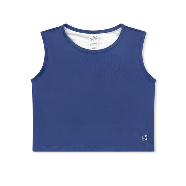 Maggie Mid-Rise Tank- Baton Rouge Blue