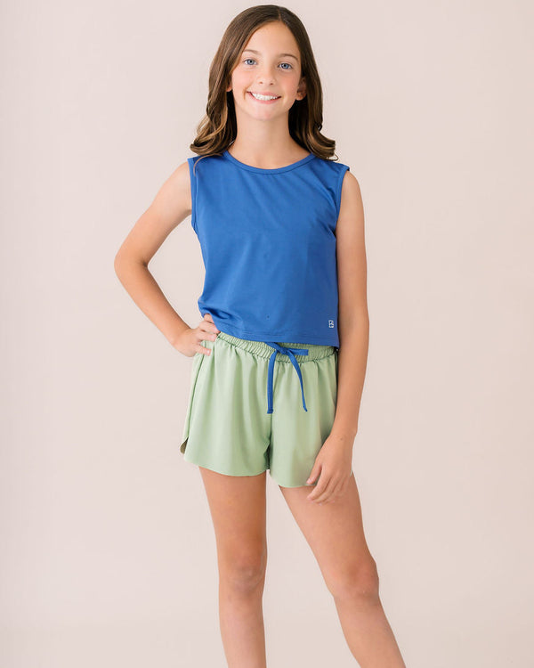 Maggie Mid-Rise Tank- Baton Rouge Blue