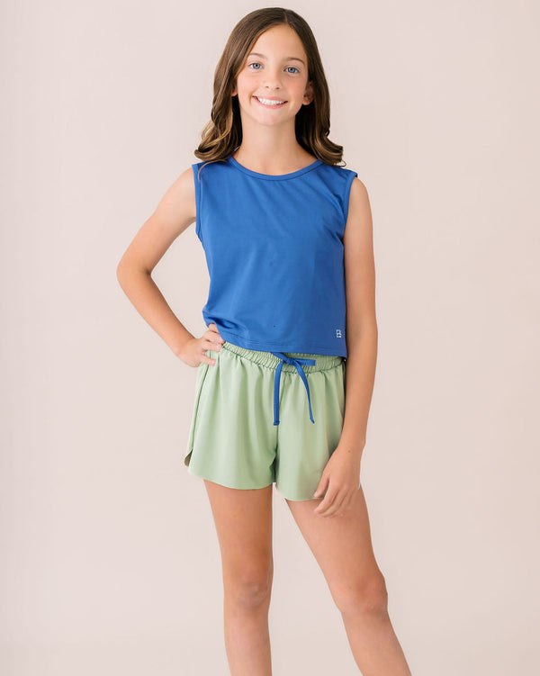 Tatum Short- Pistachio Green, Baton Rouge Blue