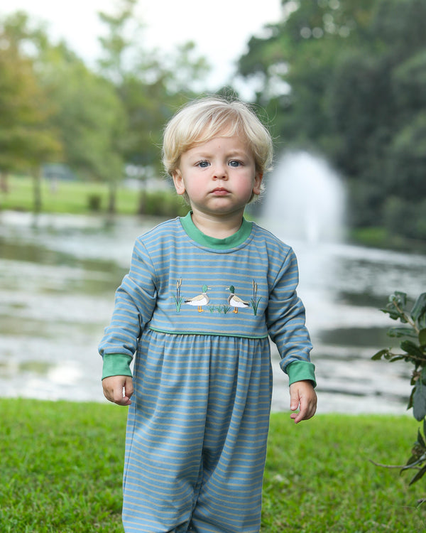 Mallard Embroidery LS Romper