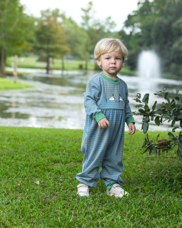 Mallard Embroidery LS Romper
