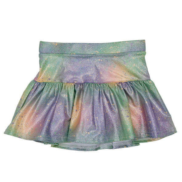 Mardi Gras Shimmer Splatter Gathered Skort