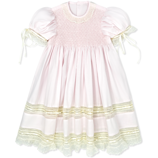 Margaret Dress- Spring Pink w/ Ecru