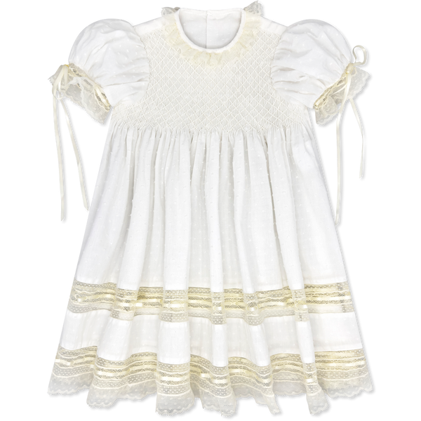 Margaret Dress- Spring White w/ Ecru