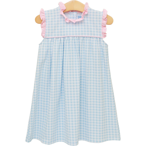 Meredith Dress- Light Blue Gingham/Light Pink