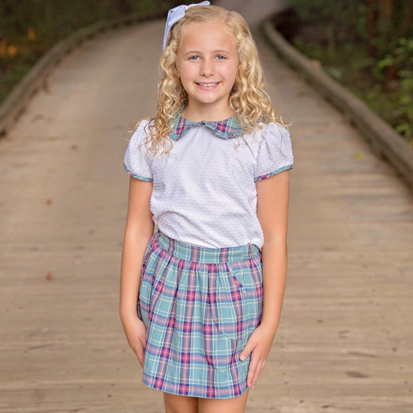 Green Christmas Plaid Mia Skirt Set