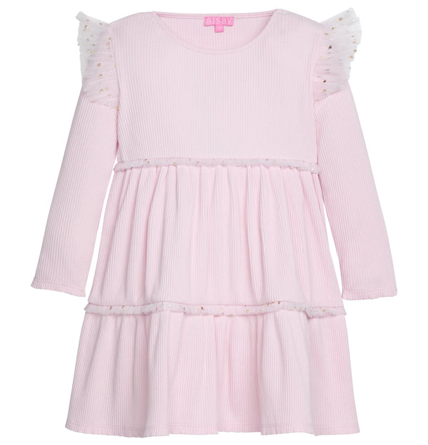 Mila Dress- Bubblegum & Gold Sparkle Stars