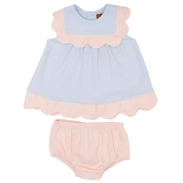 Lila Diaper Set- Blue & Peach