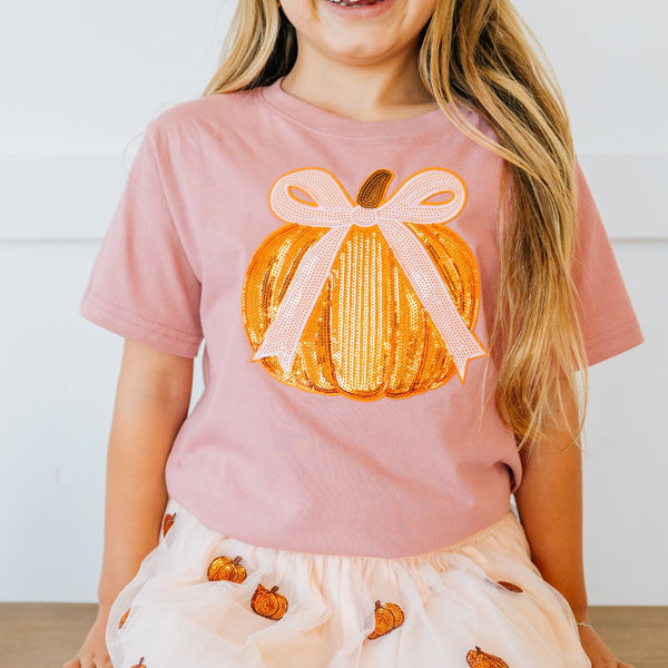 Coquette Pumpkin Sequin Patch T-Shirt