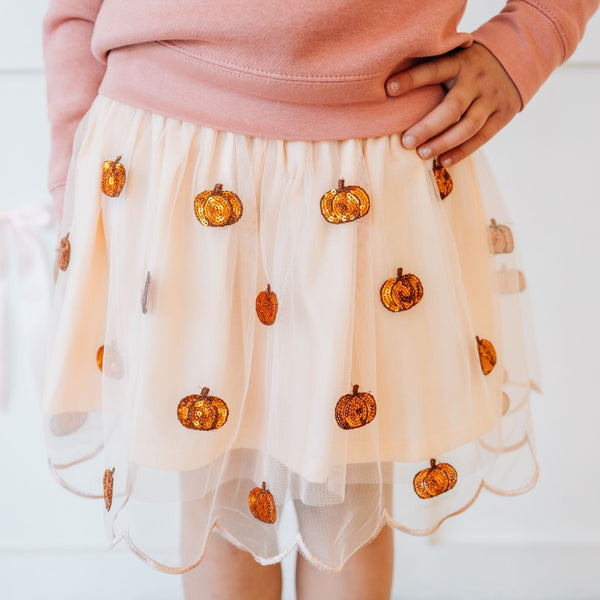 Pumpkin Sequin Scallop Tutu Skirt