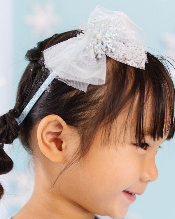 Glitter Snowflake Bow Headband
