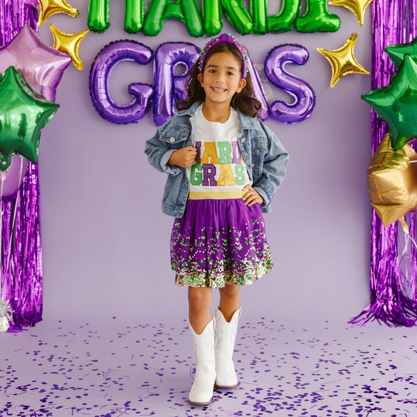 Mardi Gras Sequin Patch T-Shirt