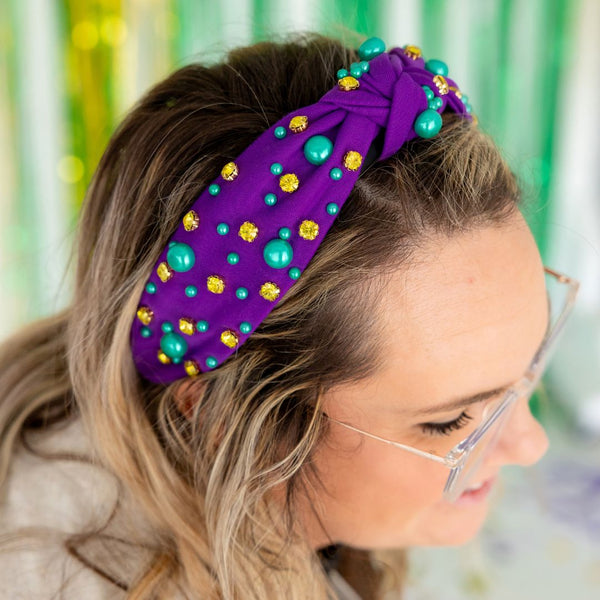 Mardi Gras Gemstone Headband- Large