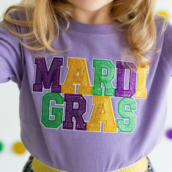 Mardi Gras Patch T-Shirt - Lavender