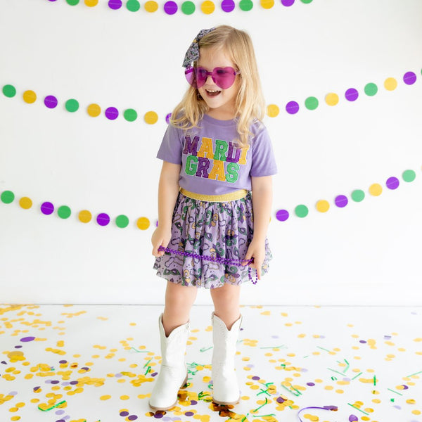 Mardi Gras Patch T-Shirt - Lavender