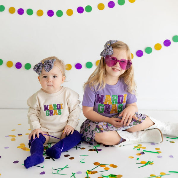 Mardi Gras Patch T-Shirt - Lavender