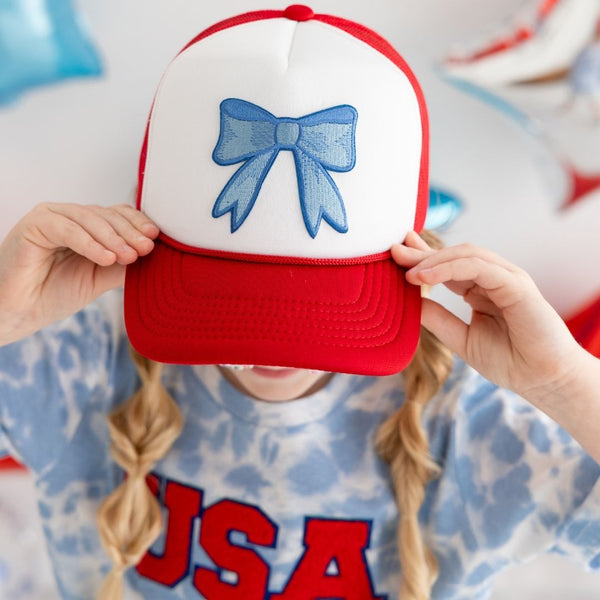Patriotic Bow Patch Trucker Hat - Red/White