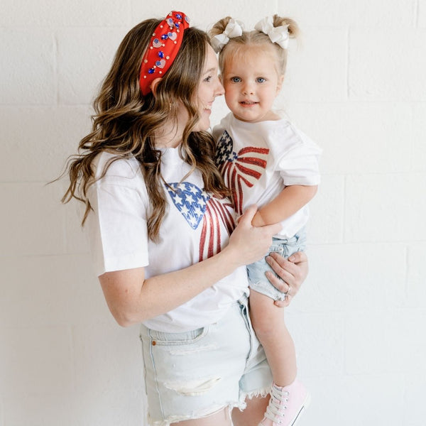 Patriotic Sequin Bow Patch T-Shirt