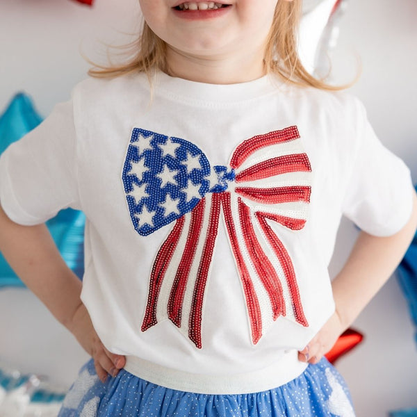 Patriotic Sequin Bow Patch T-Shirt