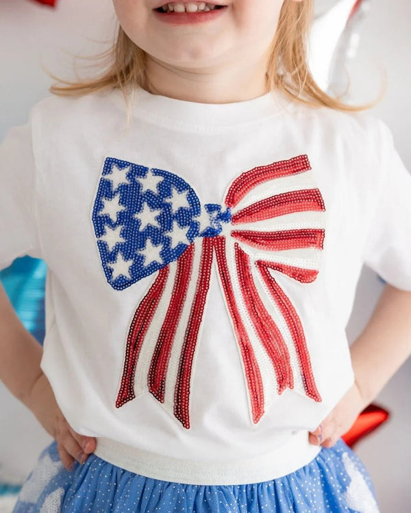 Patriotic Sequin Bow Patch T-Shirt