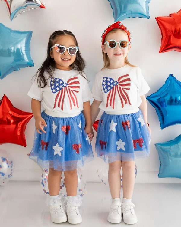 Patriotic Sequin Bow Patch T-Shirt